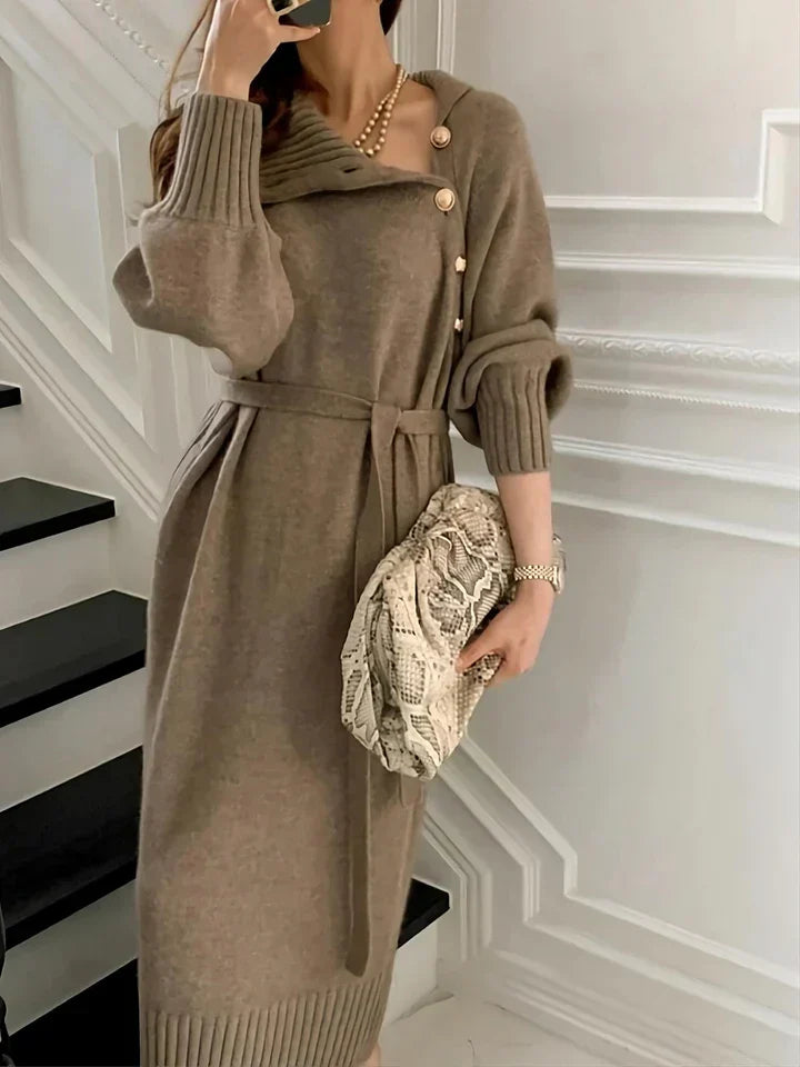 Robe Pull Asymétrique Pour Femme | Boutonnée