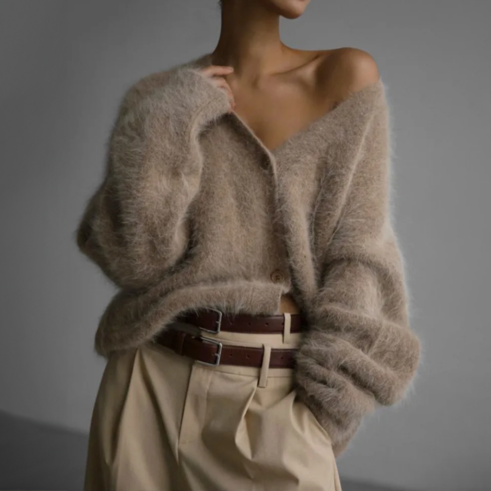 Cardigan D'hiver Oversize En Cachemire À Col En V Pour Femme | Manches Longues