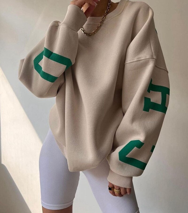 Sweat À Capuche Oversize À Col Rond Pour Femme | Manches Longues