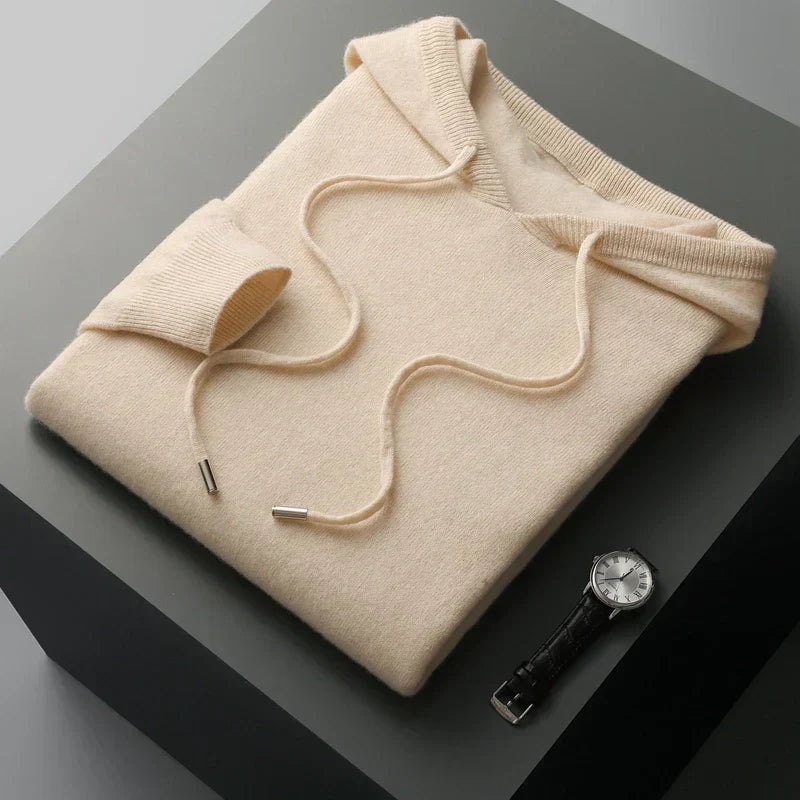 Sweat À Capuche À Manches Longues En Cachemire Uni Pour Homme | Hiver
