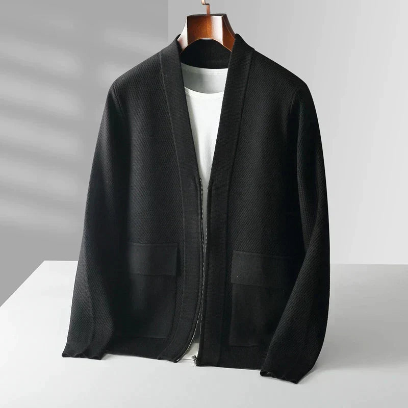 Cardigan D'hiver À Manches Longues Pour Homme | Fermeture Éclair