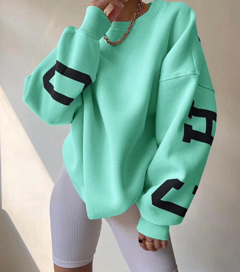 Sweat À Capuche Oversize À Col Rond Pour Femme | Manches Longues