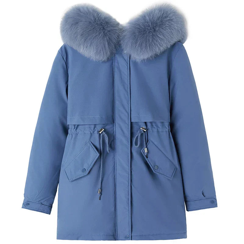 Veste À Capuche D’Hiver Pour Femme | Détail En Fourrure