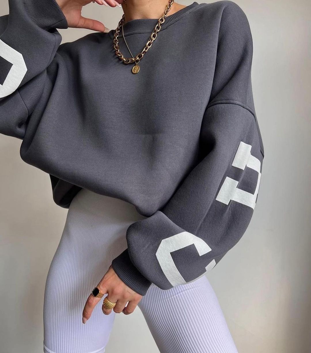 Sweat À Capuche Oversize À Col Rond Pour Femme | Manches Longues