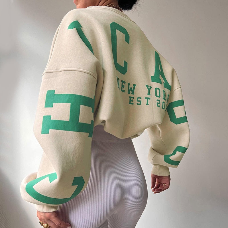 Sweat À Capuche Oversize À Col Rond Pour Femme | Manches Longues