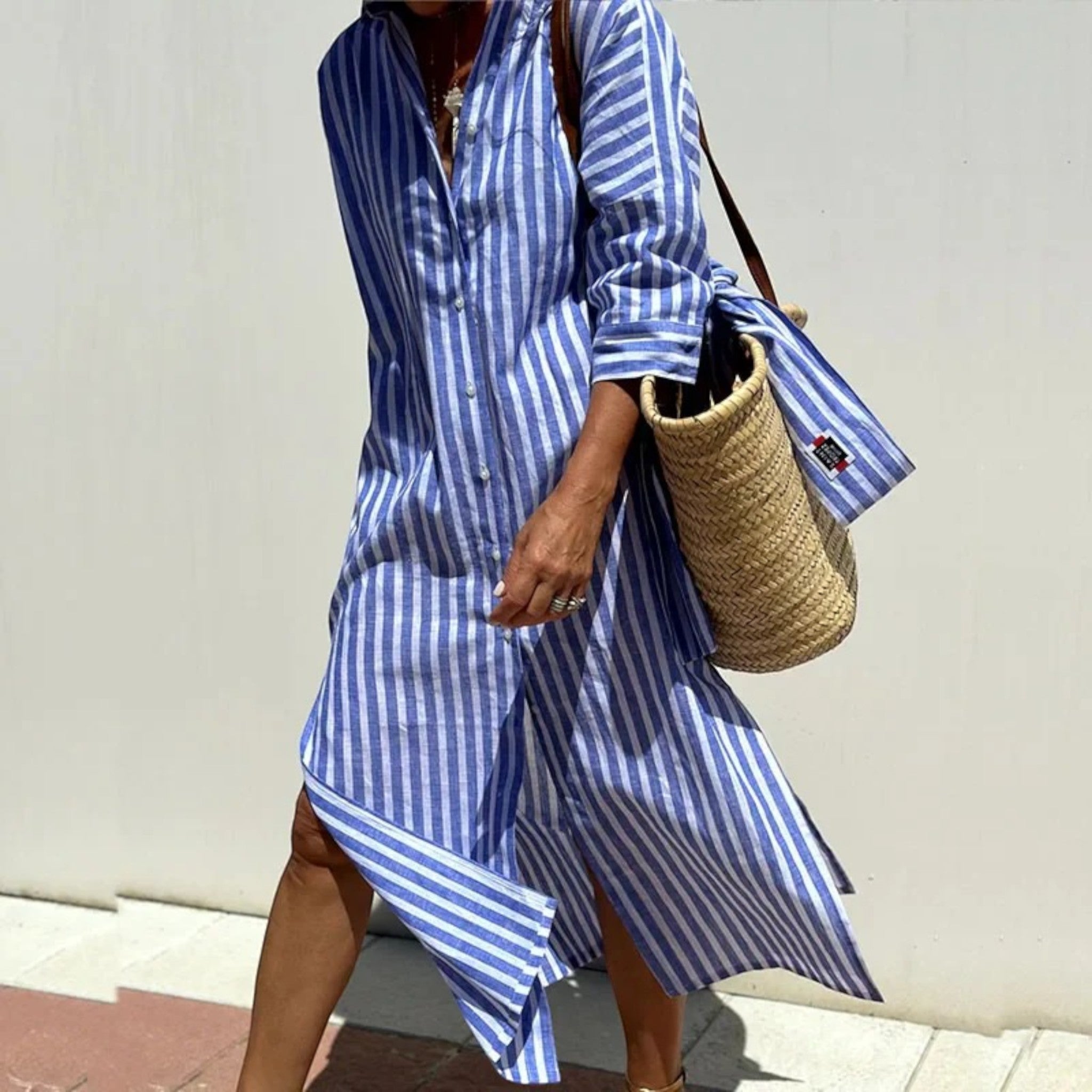 Vivienne | Robe Chemise Élégante À Rayures Pour Femme