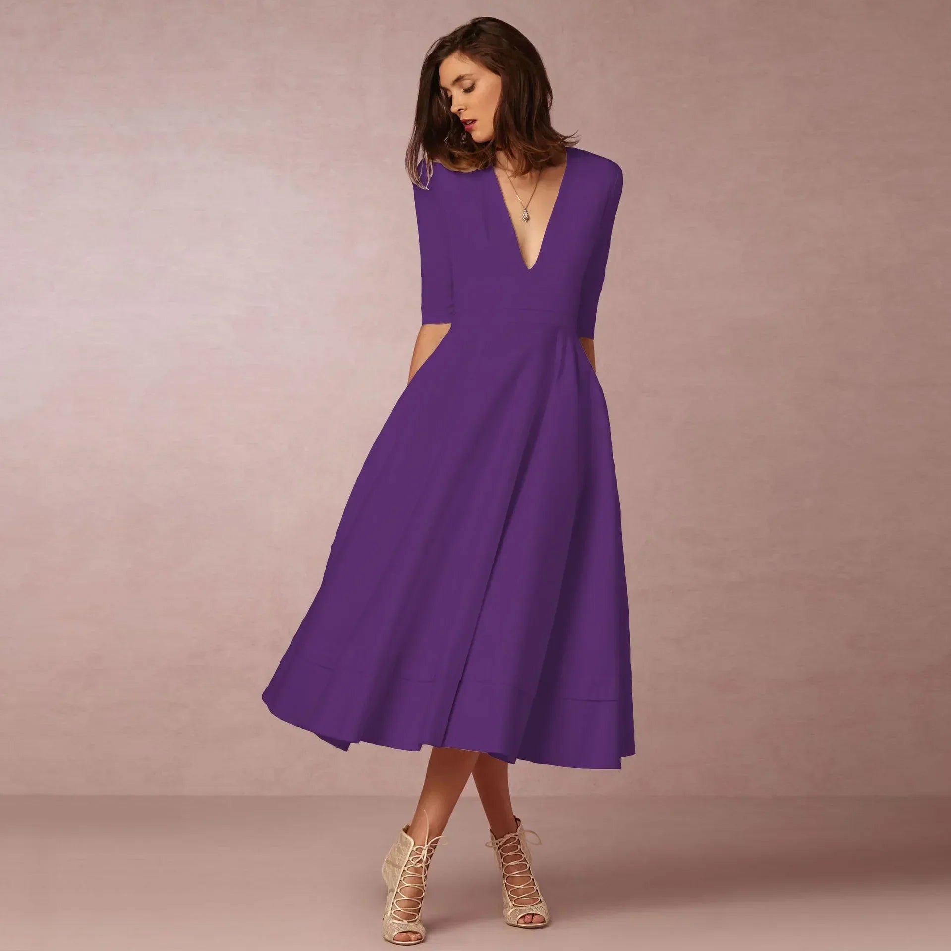 Robe De Soirée Col En V Pour Femme | Midi