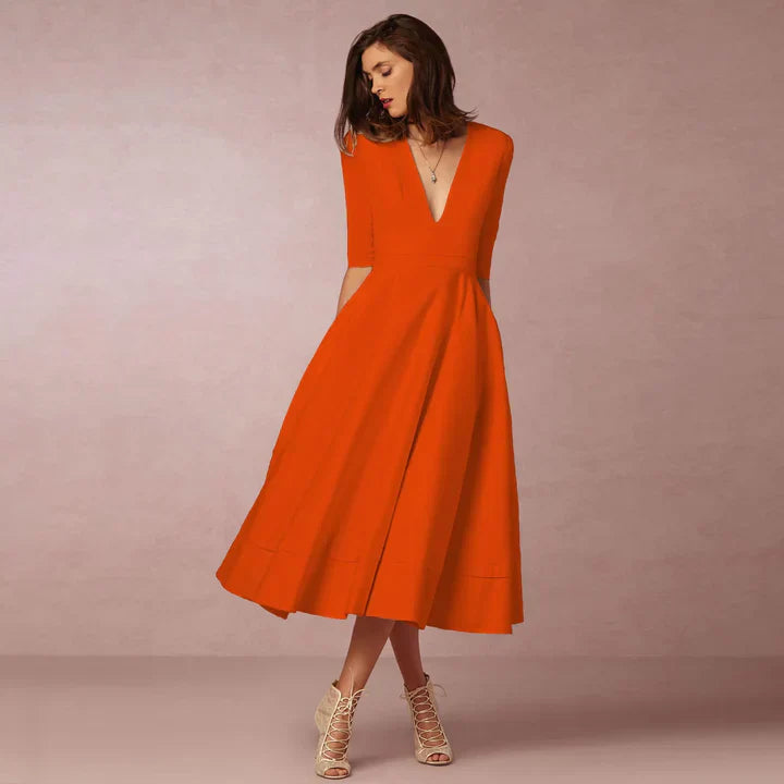 Robe De Soirée Col En V Pour Femme | Midi