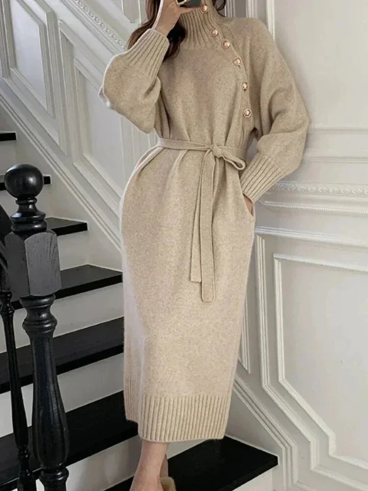 Robe Pull Asymétrique Pour Femme | Boutonnée