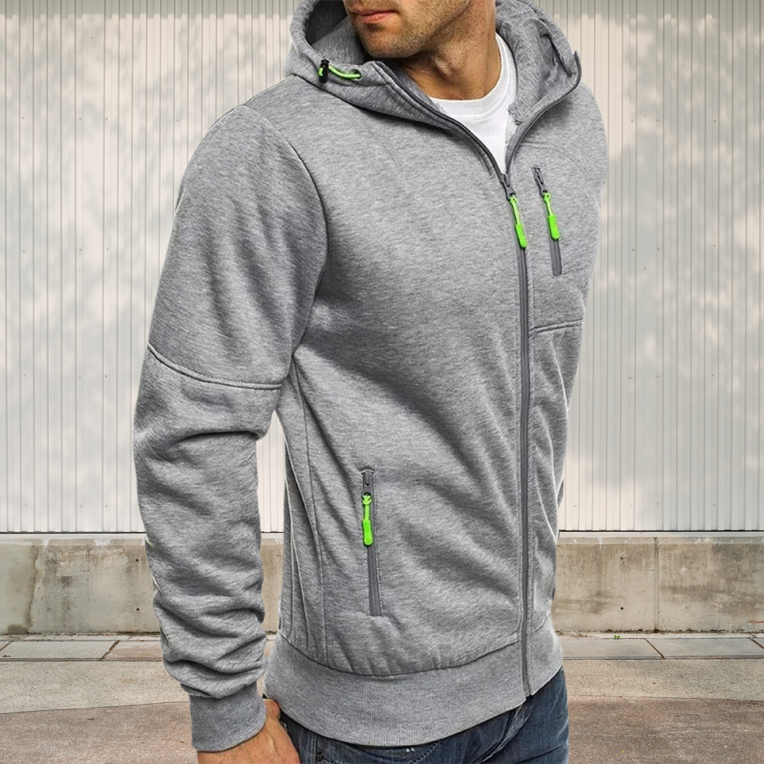 Veste Simple À Capuche Et Fermeture Éclair Pour Homme | Hiver