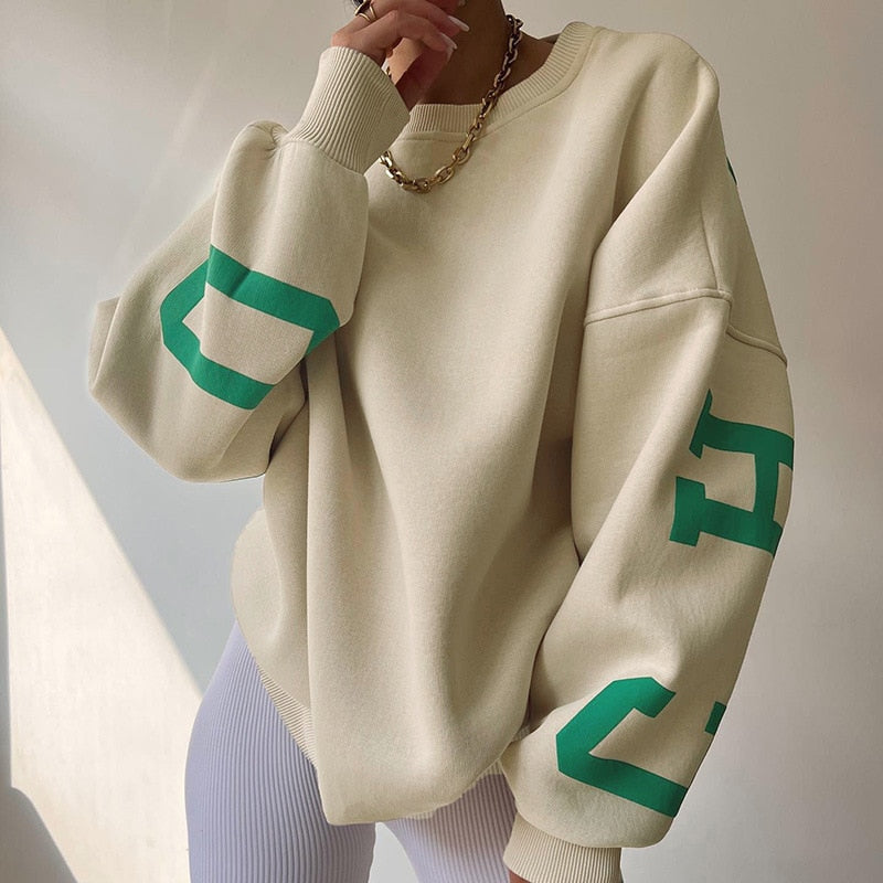 Sweat À Capuche Oversize À Col Rond Pour Femme | Manches Longues