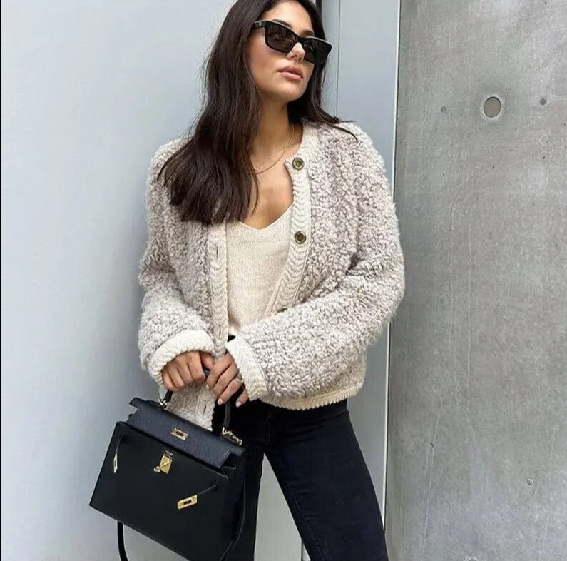 Cardigan Court À Boutons Dorés Pour Femme | Hiver