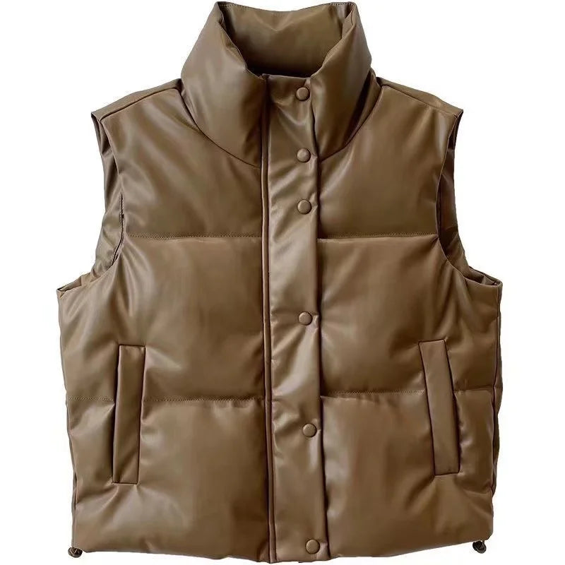 Gilet Sans Manches Moderne Avec Poche Pour Femme | Court