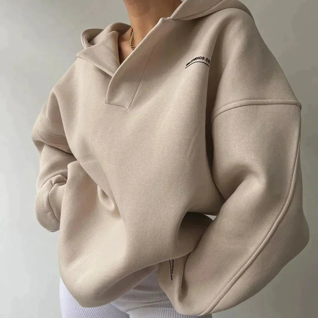 Sweat À Capuche Décontracté À Col En V Et Épaules Tombantes Pour Femme | Hiver