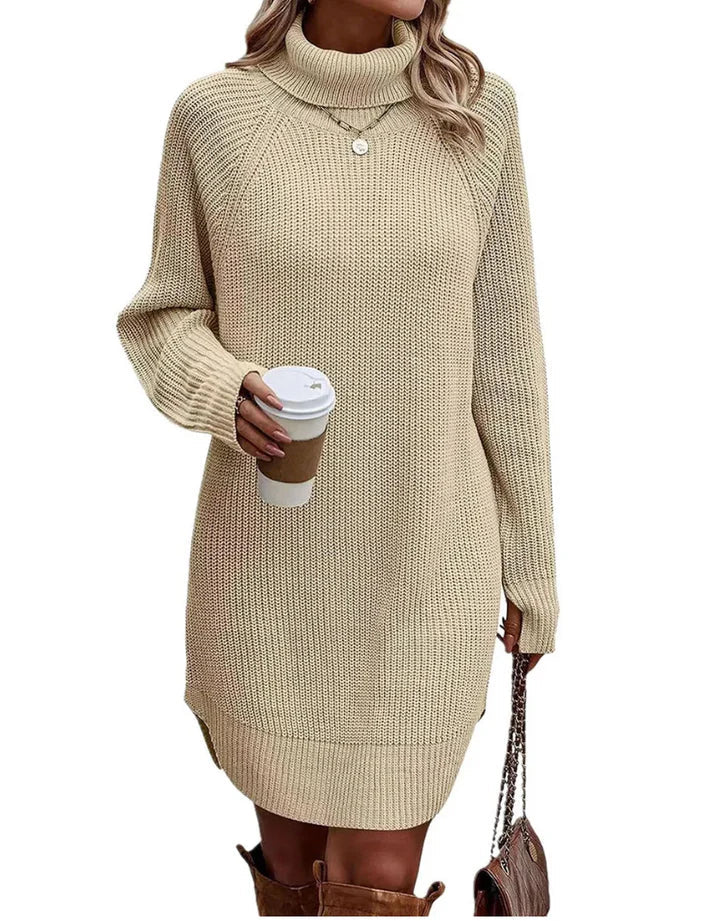 Robe Pull En Maille À Col Montant | Hiver