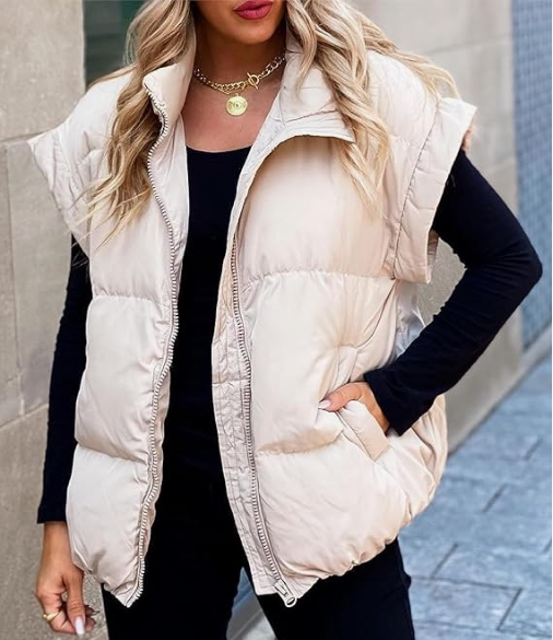 Gilet D'hiver Tendance À Fermeture Éclair Pour Femme | Sans Manches