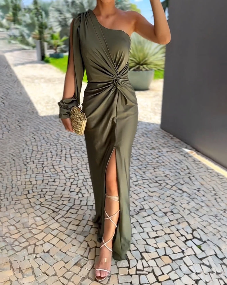 Robe Longue Asymétrique Pour Femme | Fente Latérale