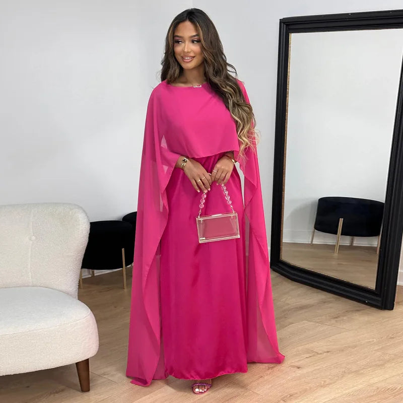 Robe De Soirée Pour Femme À Manches Cape | Maxi