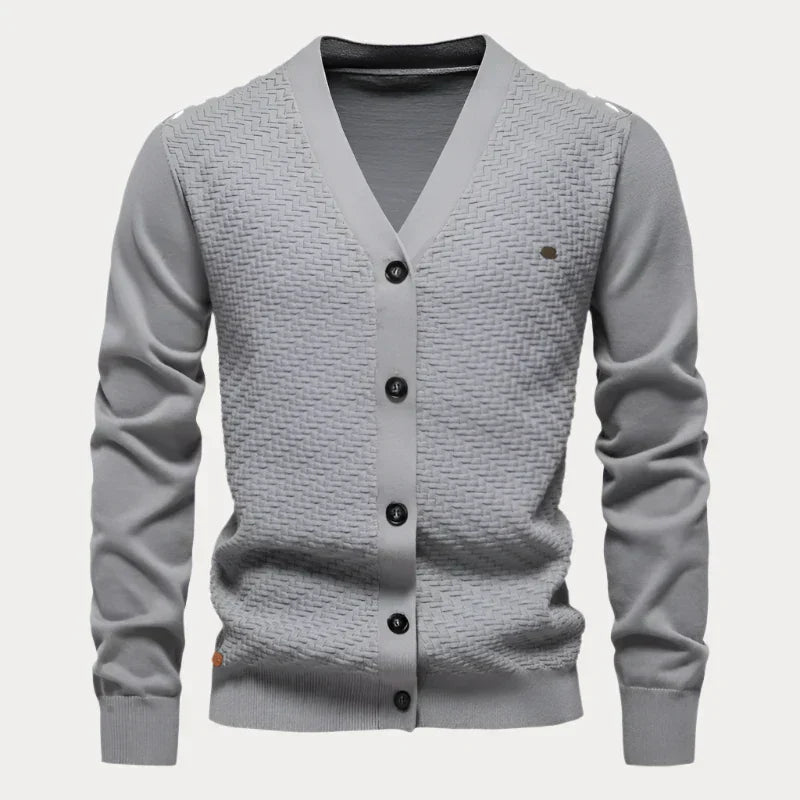 Cardigan Classique Boutonné À Col En V Pour Homme | Manches Longues