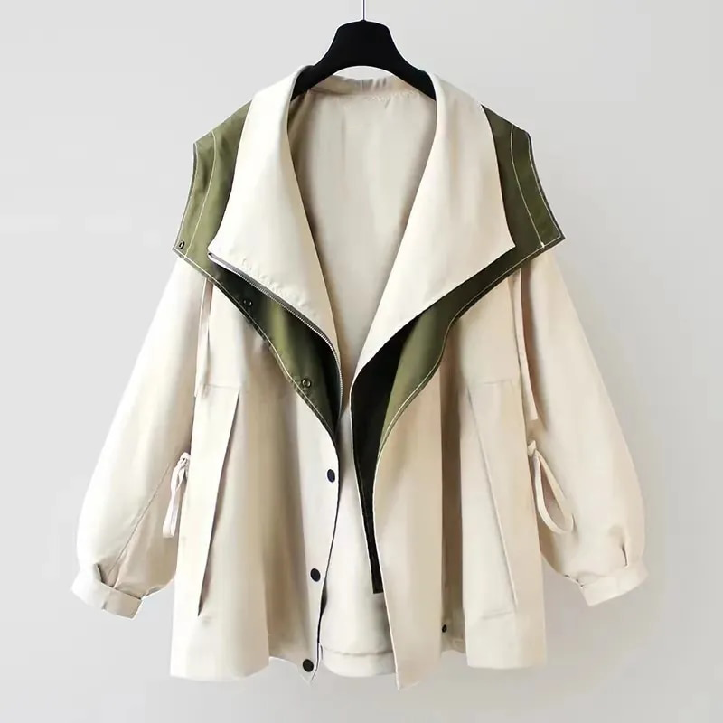 Trench-coat Court Et Élégant Pour Femme | Col Drapé