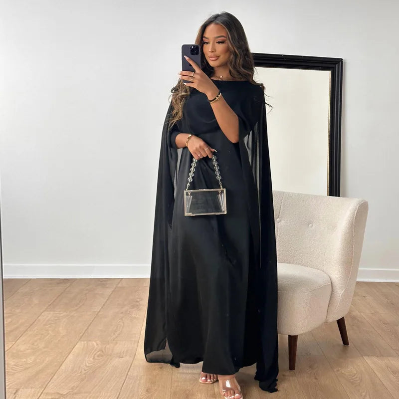 Robe De Soirée Pour Femme À Manches Cape | Maxi