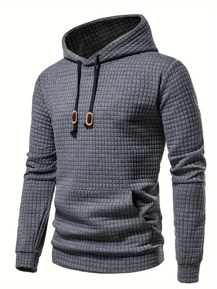 Sweat À Capuche Décontracté En Tricot Gaufré Pour Homme | Automne