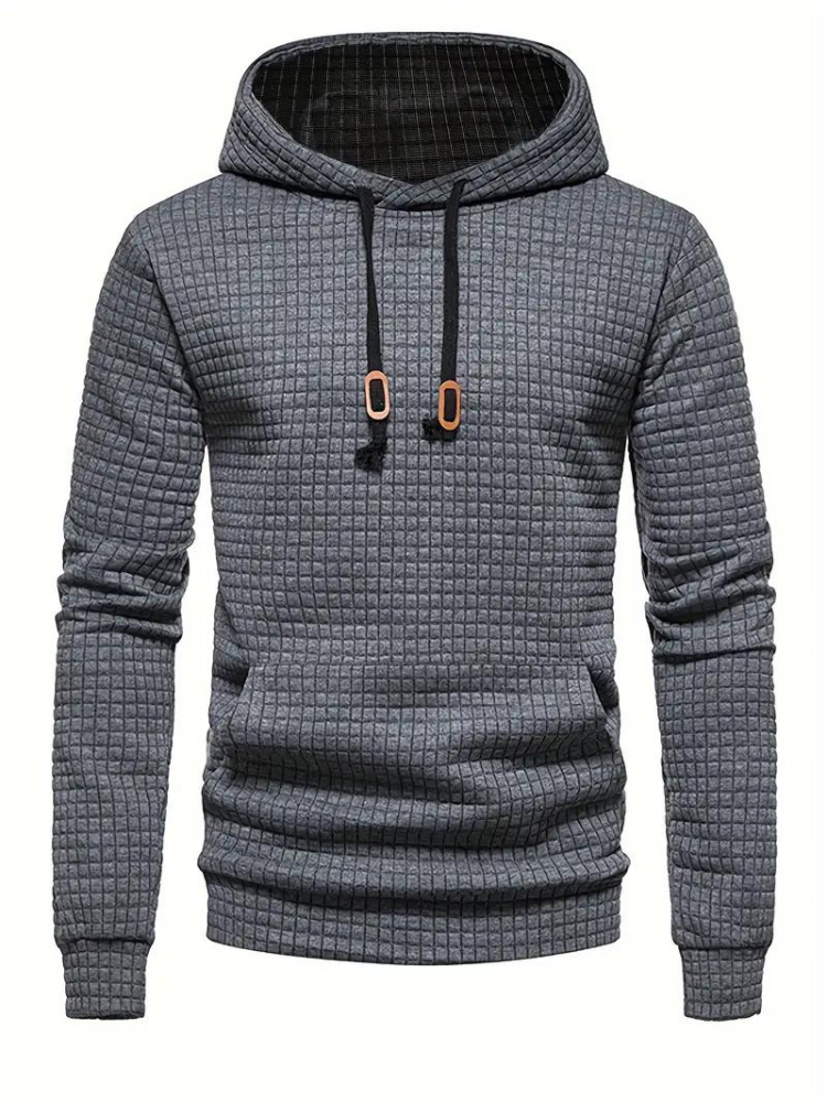 Sweat À Capuche Décontracté En Tricot Gaufré Pour Homme | Automne