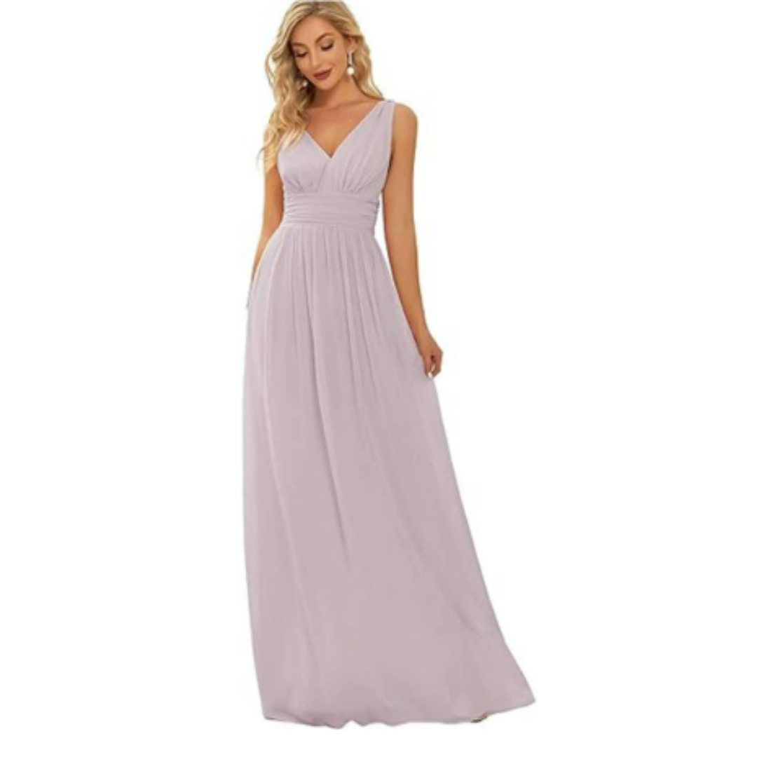 Robe De Soirée Maxi Sans Manches Pour Femme | Col En V