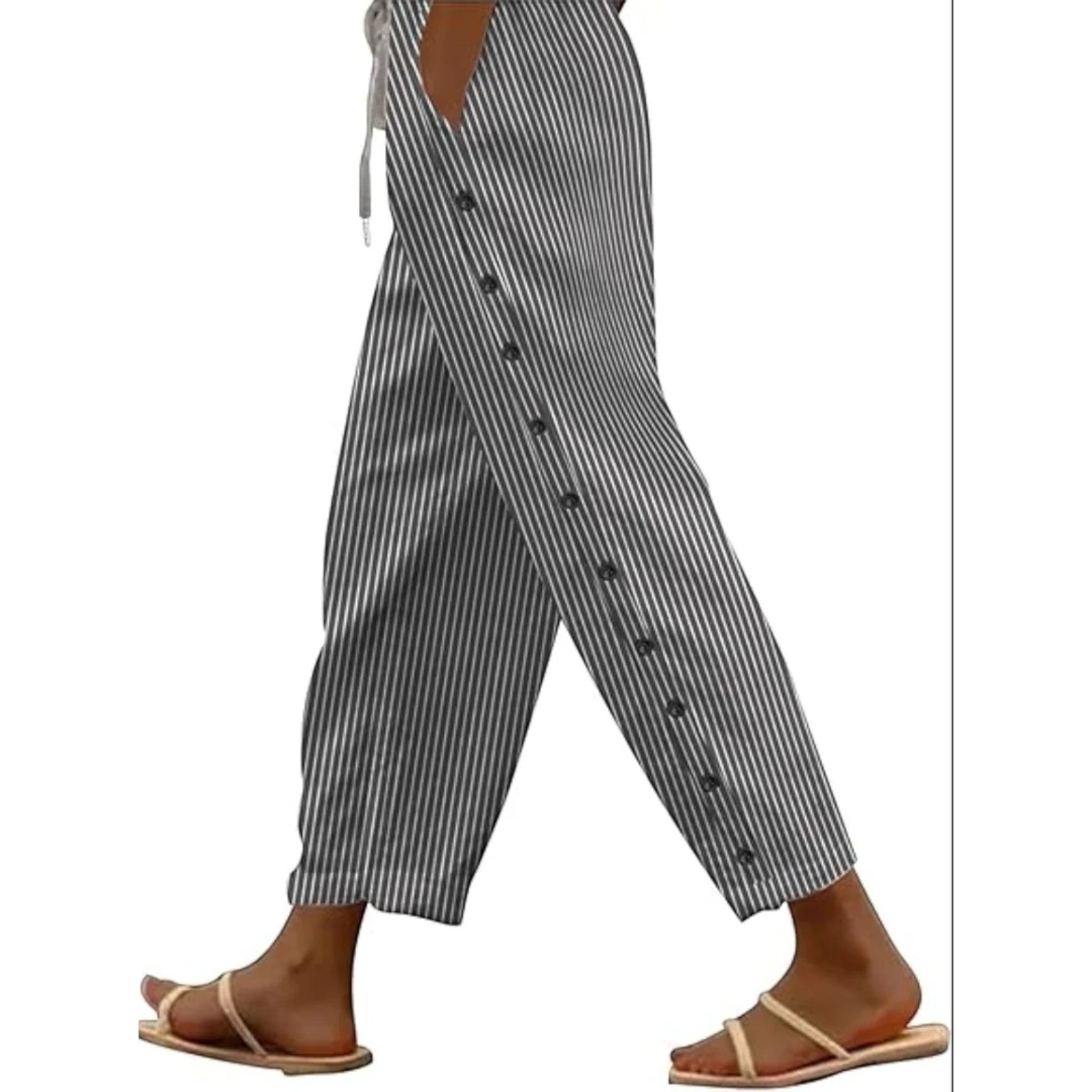 Amira | Pantalon Taille Haute Femme | Rayé