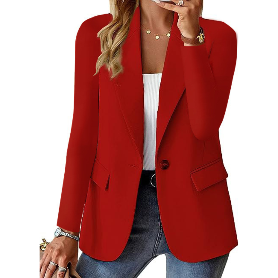 Blazer À Manches Longues Et Col À Revers Blanc Pour Femme | Décontracté