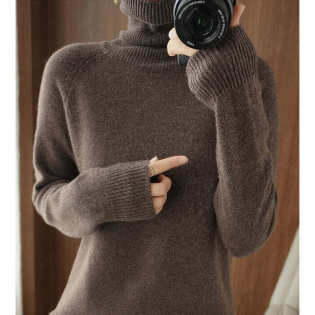 Pull D’Hiver En Cachemire À Col Roulé Pour Femme | Manches Longues