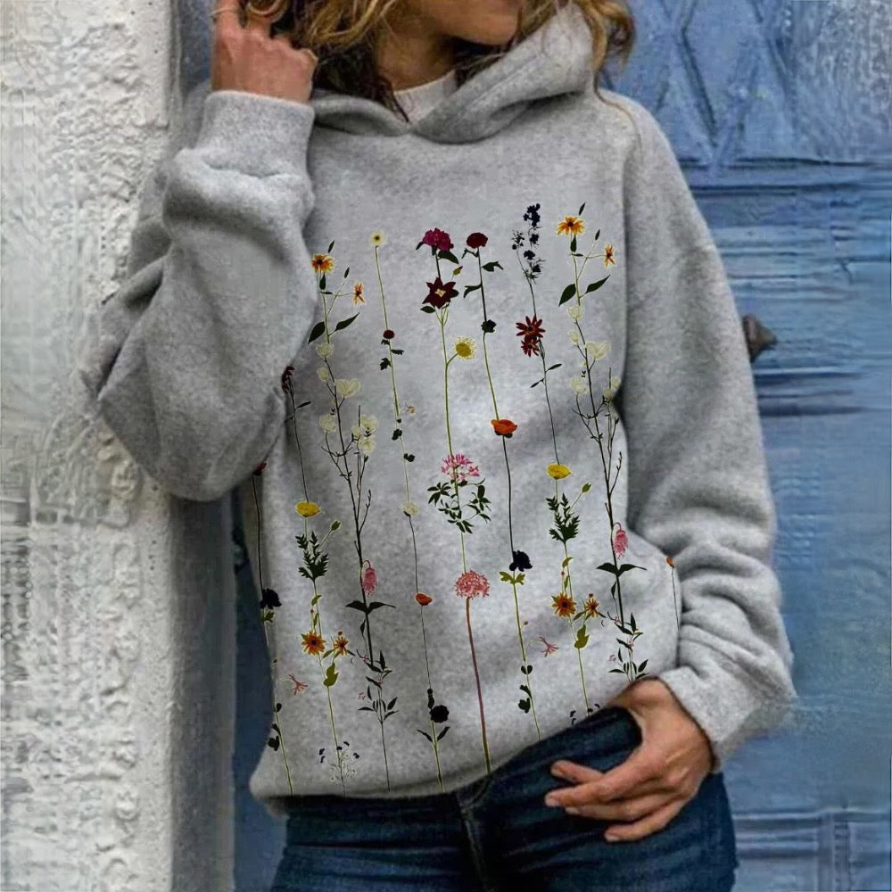 Sweat À Capuche Tendance À Fleurs Pour Femme | Manches Longues