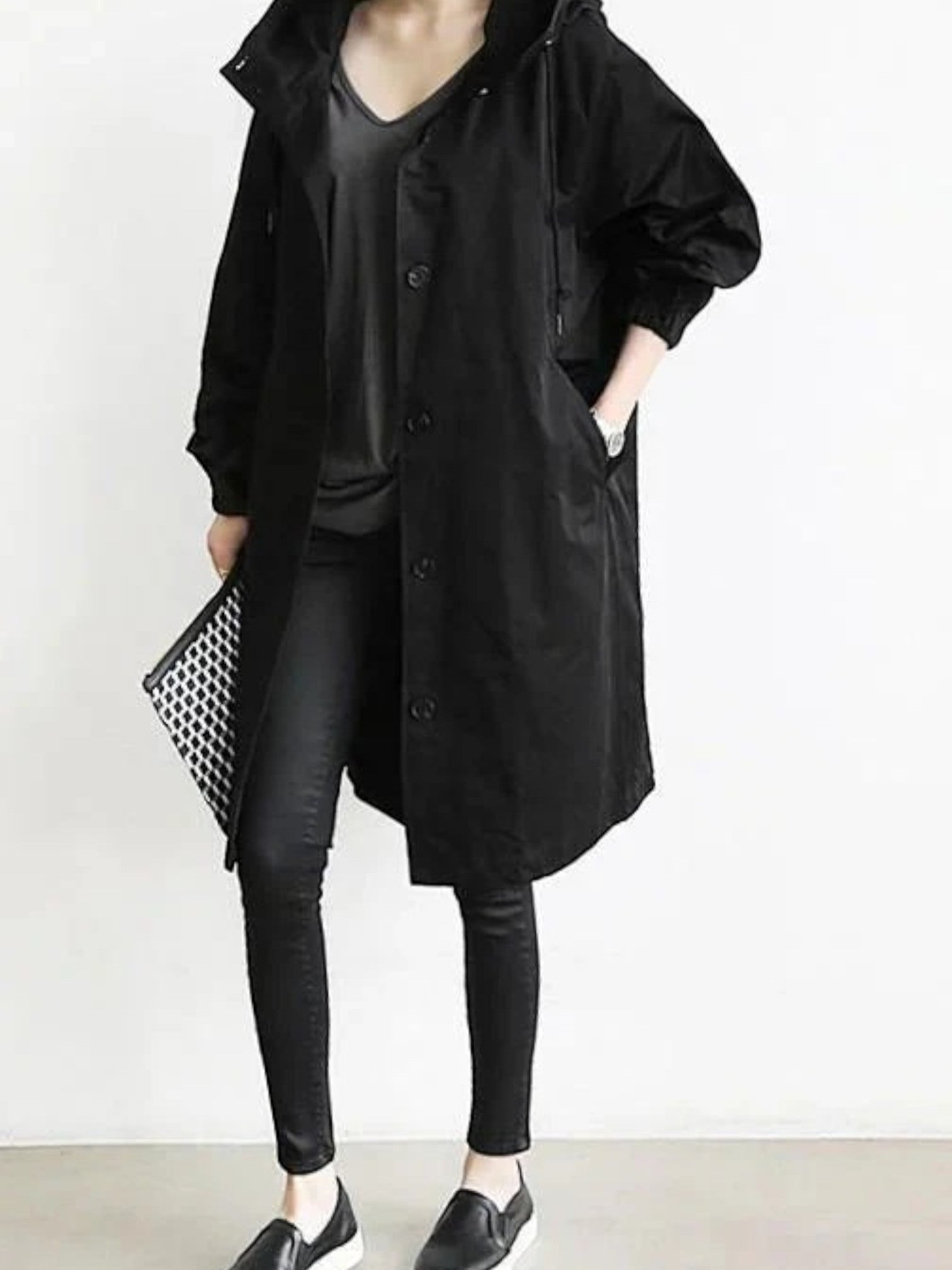 Trench-coat Pour Femmes Avec Capuche Réglable