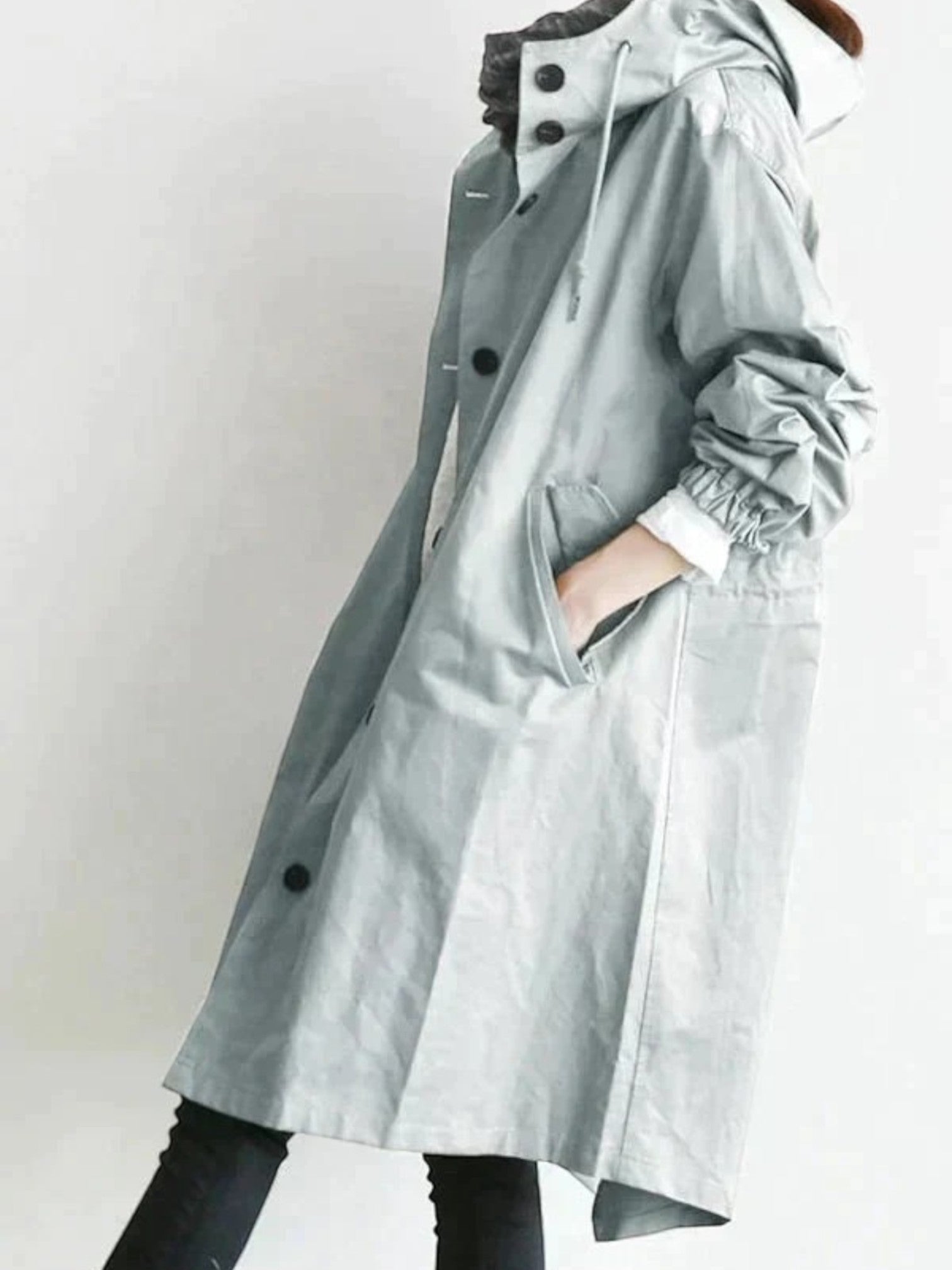 Trench-coat Pour Femmes Avec Capuche Réglable