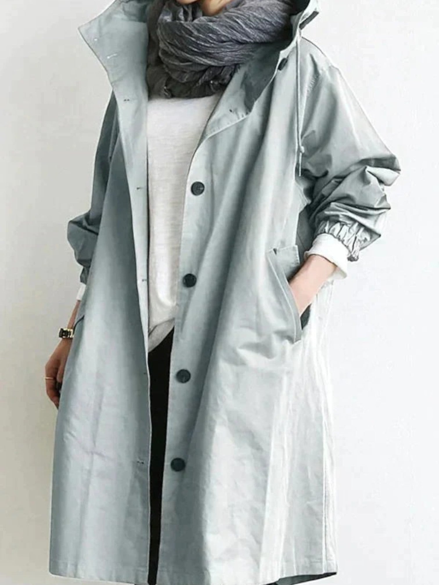 Trench-coat Pour Femmes Avec Capuche Réglable