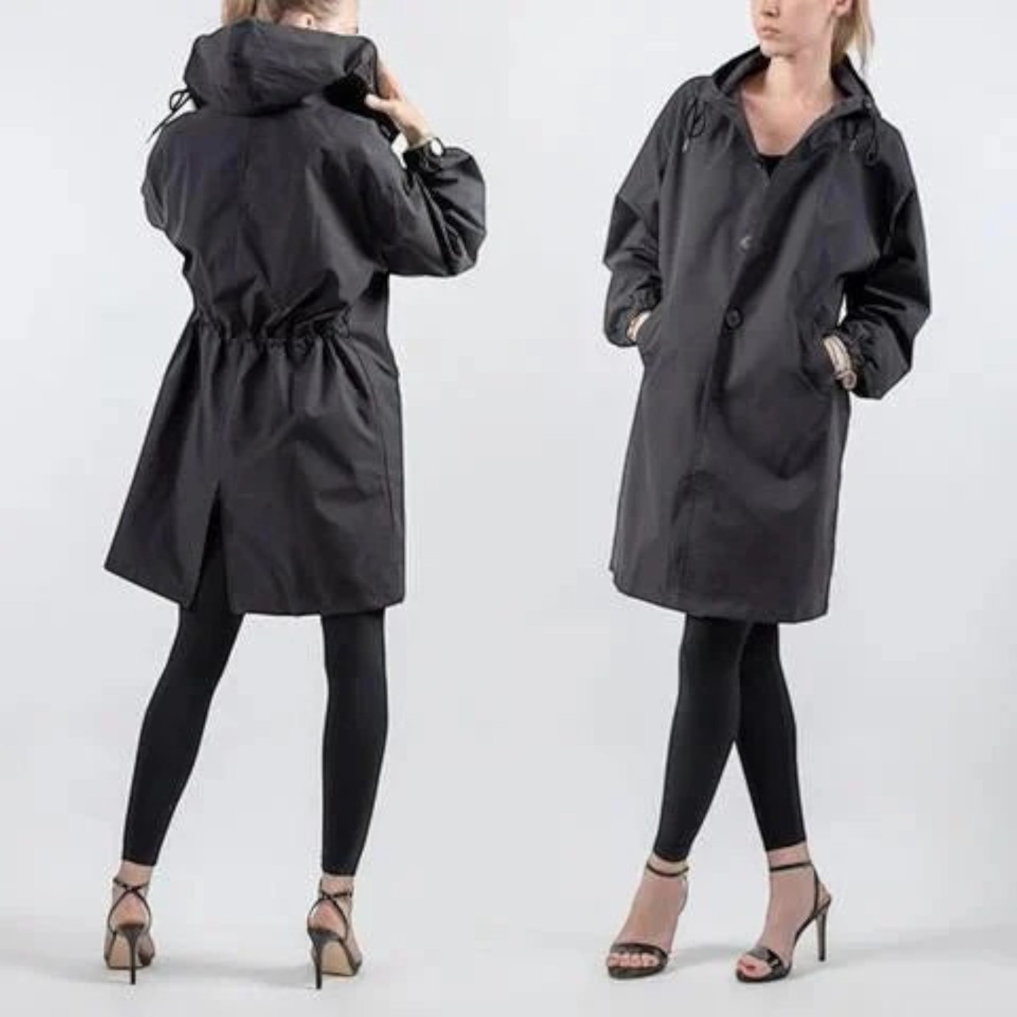 Trench-coat Pour Femmes Avec Capuche Réglable