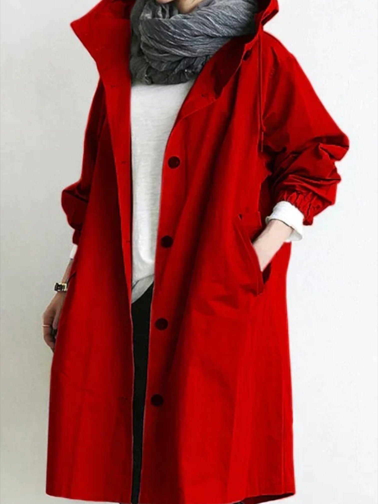Trench-coat Pour Femmes Avec Capuche Réglable