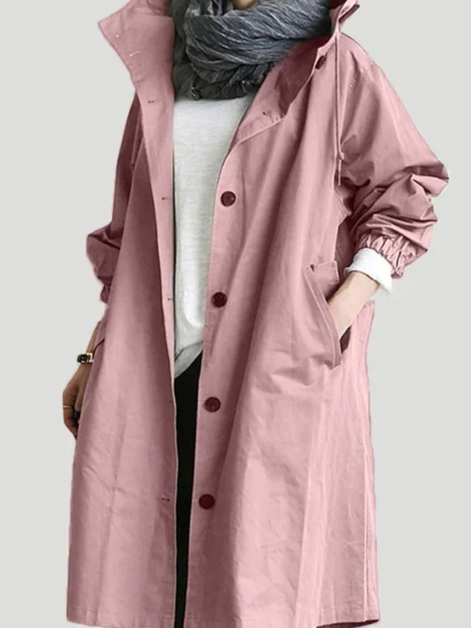 Trench-coat Pour Femmes Avec Capuche Réglable