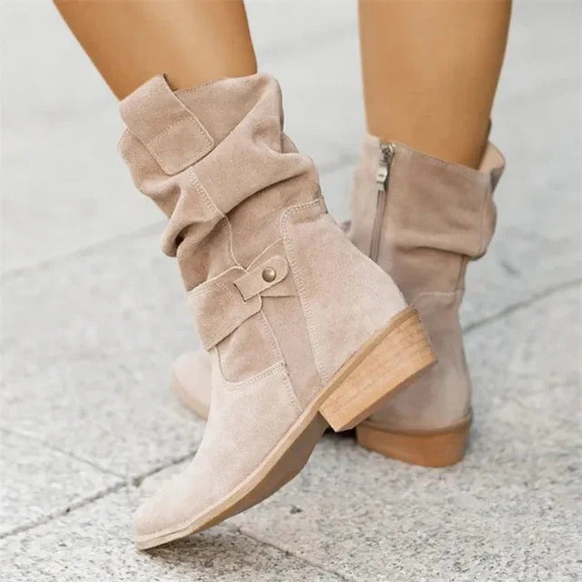 Bottes En Daim Pour Femme | Talons Courts