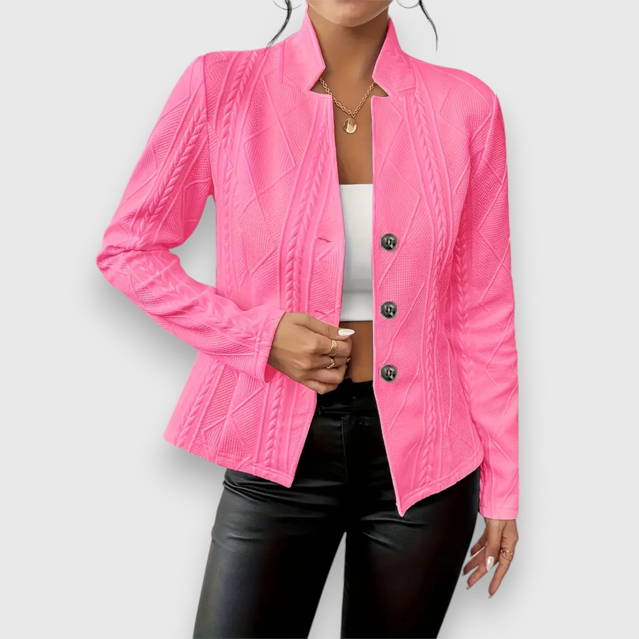 Blazer En Tricot À Manches Longues Pour Femme | Boutonné