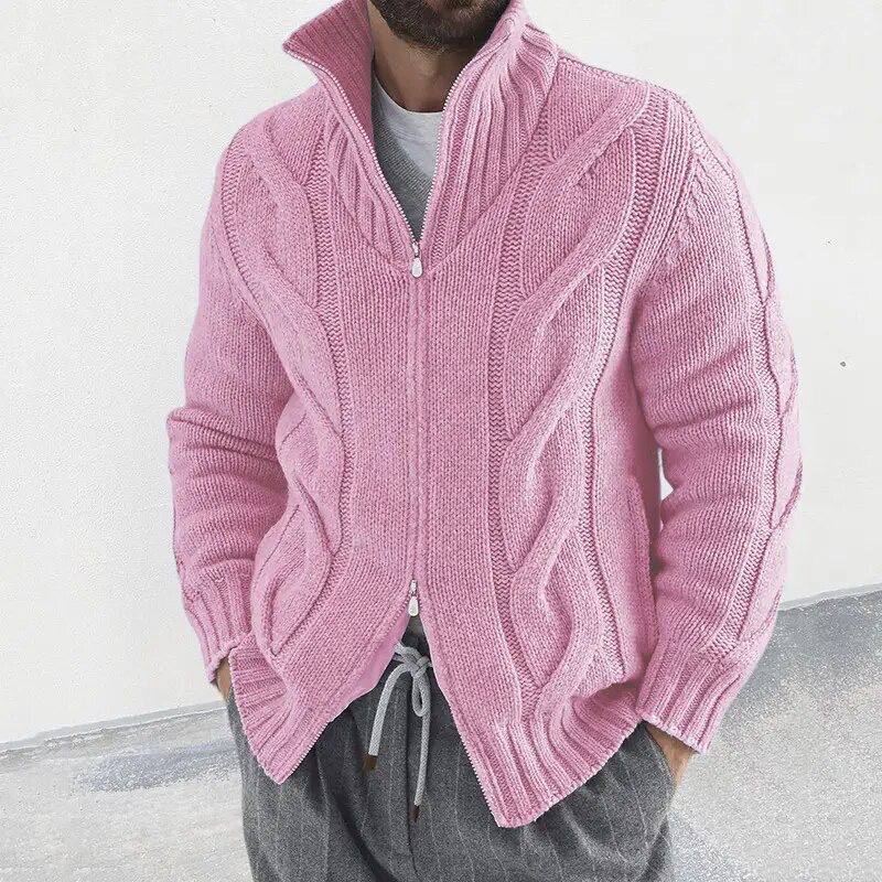 Cardigan D'hiver Zippé À Col Roulé Pour Homme | Manches Longues