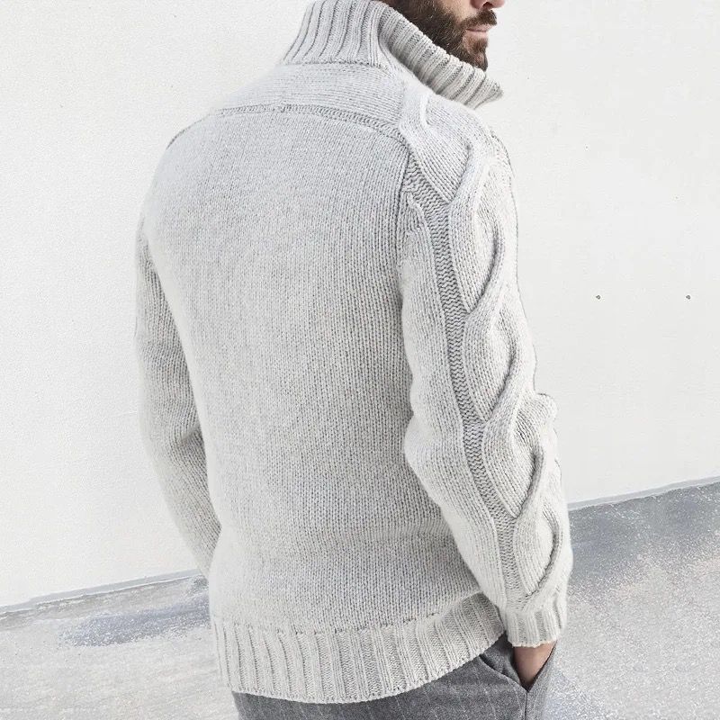 Cardigan D'hiver Zippé À Col Roulé Pour Homme | Manches Longues
