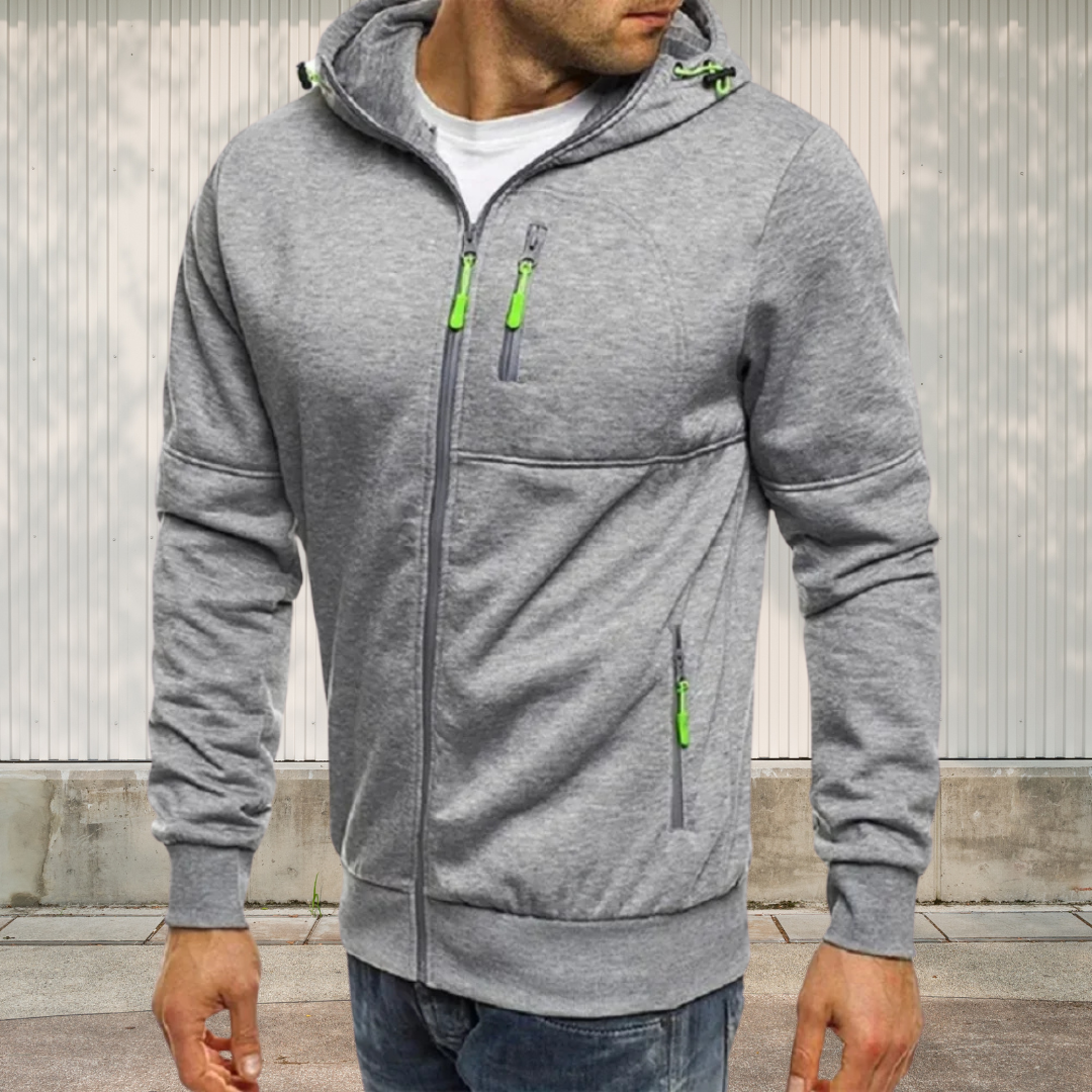 Veste Simple À Capuche Et Fermeture Éclair Pour Homme | Hiver