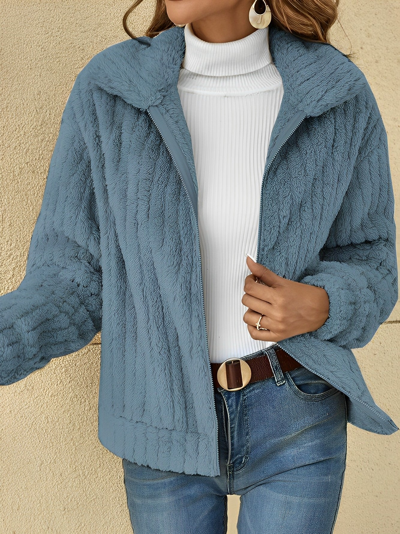 Veste Teddy À Col Montant Pour Femme | Décontractée