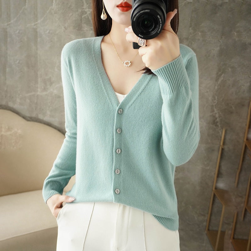 Cardigan En Cachemire À Manches Longues Pour Femme | Grande Taille