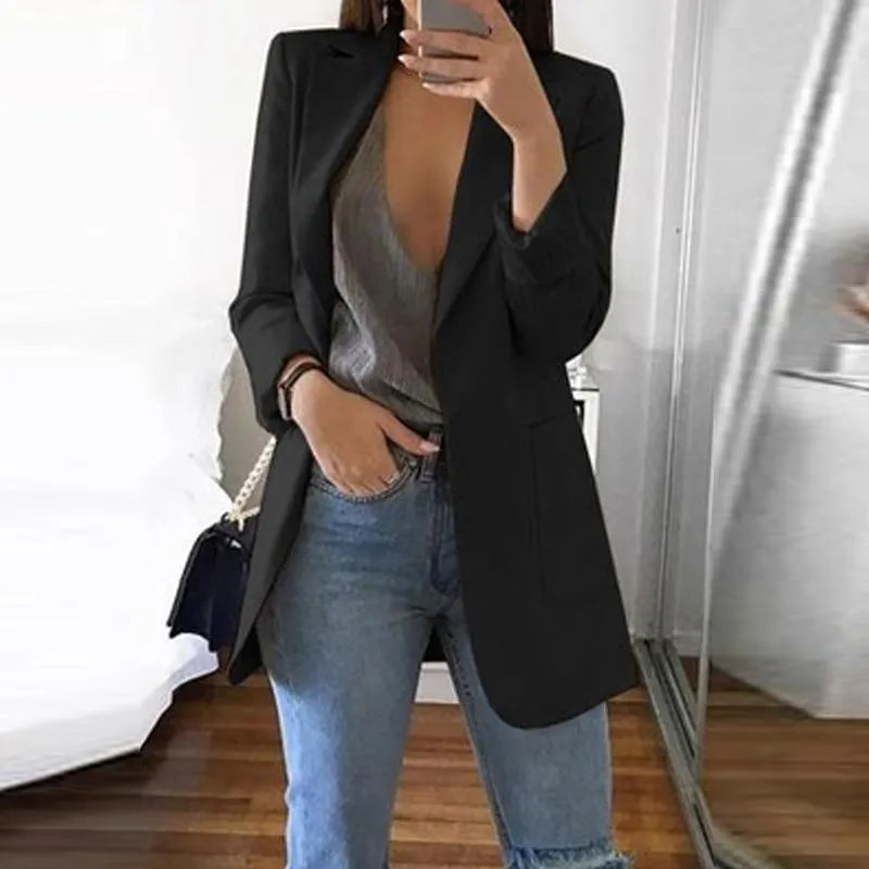 Blazer Décontracté Ouvert Sur Le Devant Pour Femme | Manches Longues