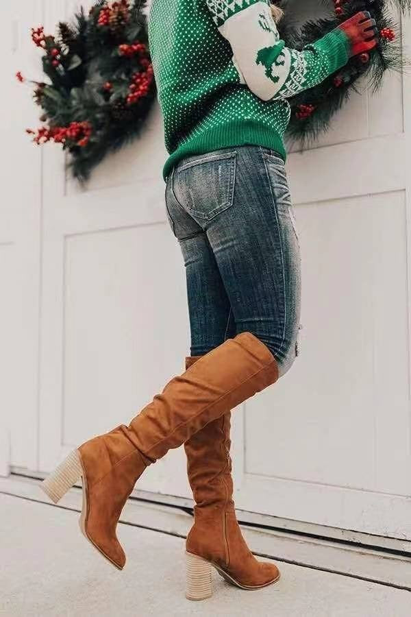 Bottes Tendance À Talons Carrés Pour Femme | Hiver