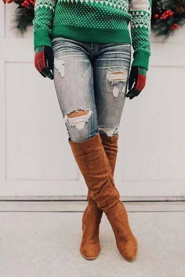 Bottes Tendance À Talons Carrés Pour Femme | Hiver