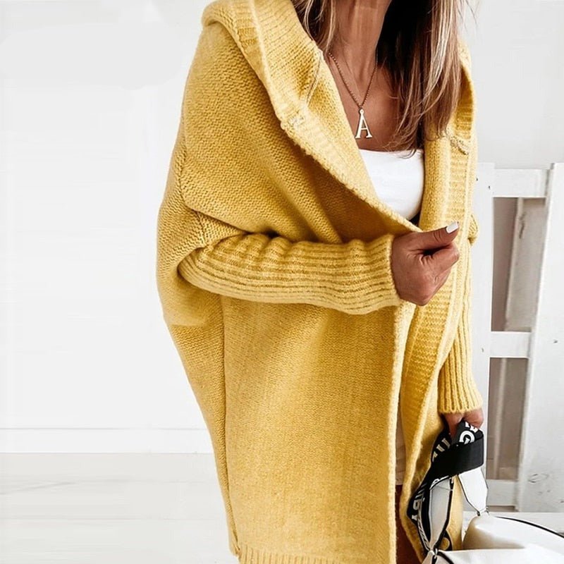 Cardigan Long Tendance À Capuche Pour Femme | Hiver