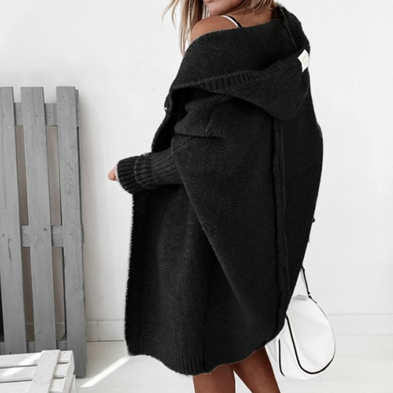 Cardigan Long Tendance À Capuche Pour Femme | Hiver